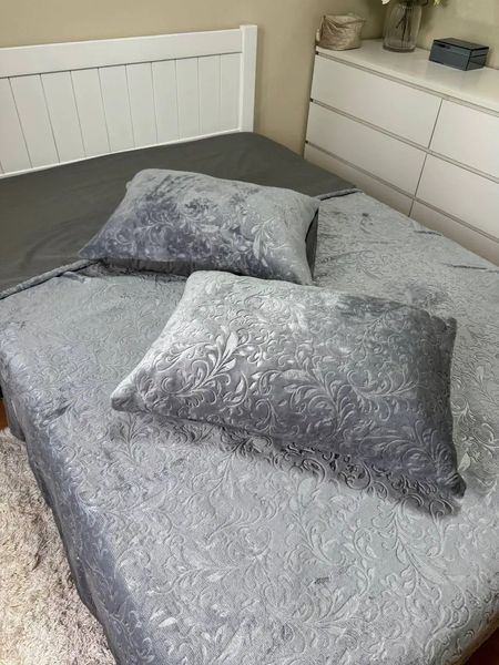 Велюровий набір постільної білизни (Сірий) - 150&times;220 990496 фото
